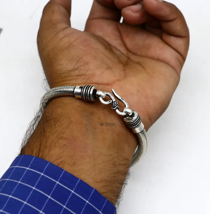 TRIBAL ORNAMENTS Bracelets 6MM Solid 925 sterling silver handmade amazing snake chain flexible unisex bracelet jewelry elegant custom wrist belt bracelet india sbr680