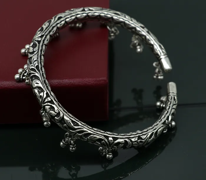 TRIBAL ORNAMENTS Bracelets 925 pure silver Vintage antique design handmade gorgeous oxidized foot kada ankle bracelet tribal ethnic silver jewelry sak27