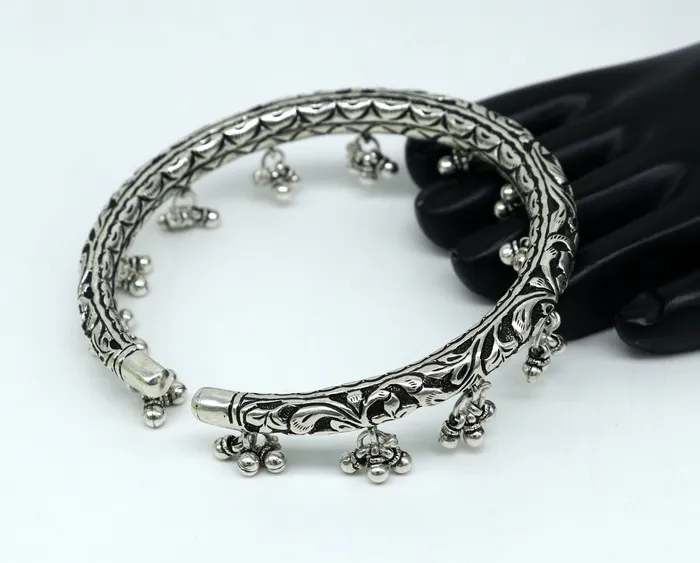 TRIBAL ORNAMENTS Bracelets 925 pure silver Vintage antique design handmade gorgeous oxidized foot kada ankle bracelet tribal ethnic silver jewelry sak27