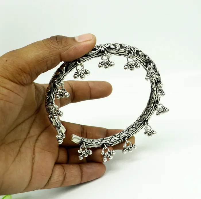 TRIBAL ORNAMENTS Bracelets 925 pure silver Vintage antique design handmade gorgeous oxidized foot kada ankle bracelet tribal ethnic silver jewelry sak27