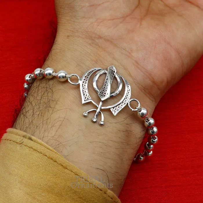 TRIBAL ORNAMENTS Bracelets 925 Sterling silver divine Waheguru Khalsa Rakhi bracelet best gift for your brothers for special personalized gifing rk240 TRIBAL ORNAMENTS Bracelets 925 Sterling silver divine Waheguru Khalsa Rakhi bracelet best gift for your brothers for special personalized gifing rk240