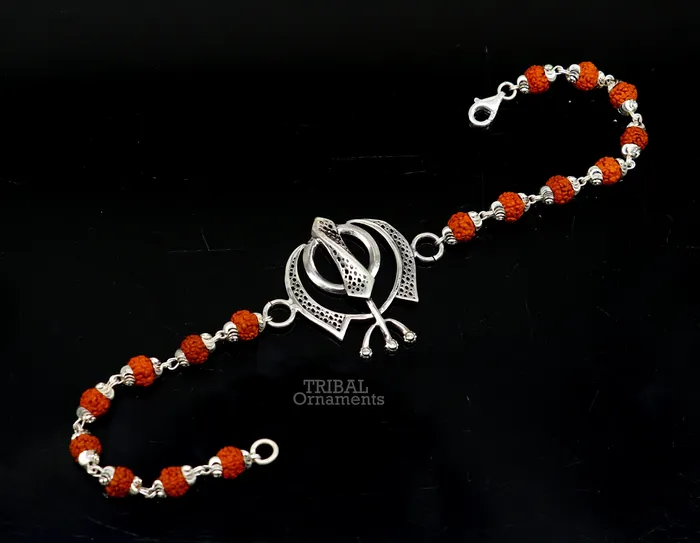 TRIBAL ORNAMENTS Bracelets 925 Sterling silver divine Waheguru Khalsa Rakhi bracelet best gift for your brothers for special personalized gifing rk240