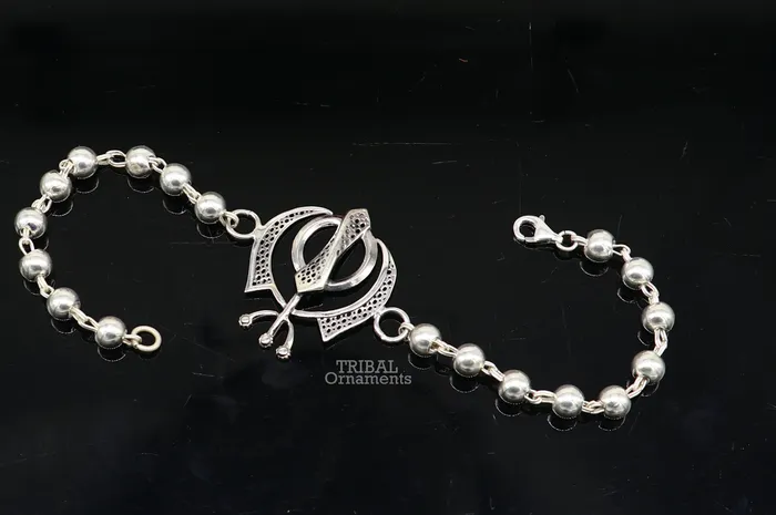 TRIBAL ORNAMENTS Bracelets 925 Sterling silver divine Waheguru Khalsa Rakhi bracelet best gift for your brothers for special personalized gifing rk240
