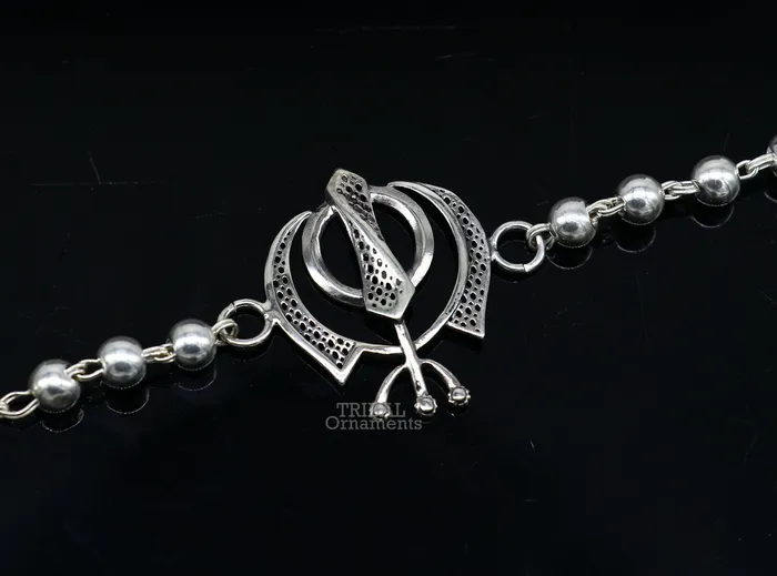 TRIBAL ORNAMENTS Bracelets 925 Sterling silver divine Waheguru Khalsa Rakhi bracelet best gift for your brothers for special personalized gifing rk240