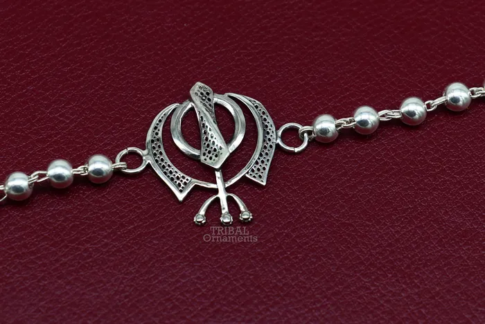TRIBAL ORNAMENTS Bracelets 925 Sterling silver divine Waheguru Khalsa Rakhi bracelet best gift for your brothers for special personalized gifing rk240