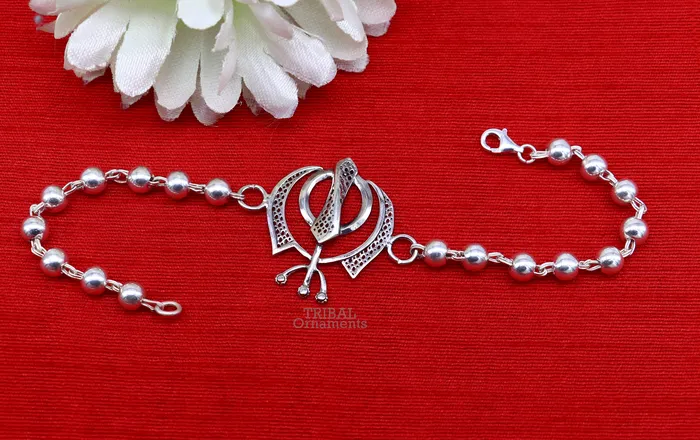 TRIBAL ORNAMENTS Bracelets 925 Sterling silver divine Waheguru Khalsa Rakhi bracelet best gift for your brothers for special personalized gifing rk240