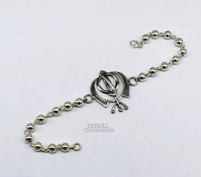 TRIBAL ORNAMENTS Bracelets 925 Sterling silver divine Waheguru Khalsa Rakhi bracelet best gift for your brothers for special personalized gifing rk240
