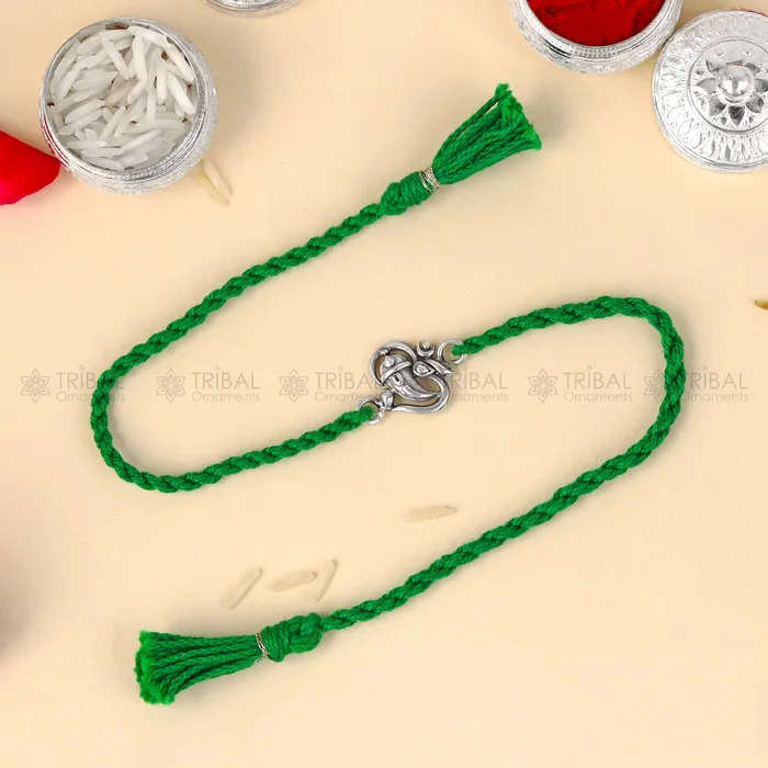 TRIBAL ORNAMENTS Bracelets 925 Sterling silver Ganesha pendant Rakhi bracelet Rakshabandhan festival rk322 TRIBAL ORNAMENTS Bracelets 925 Sterling silver Ganesha pendant Rakhi bracelet Rakshabandhan festival rk322