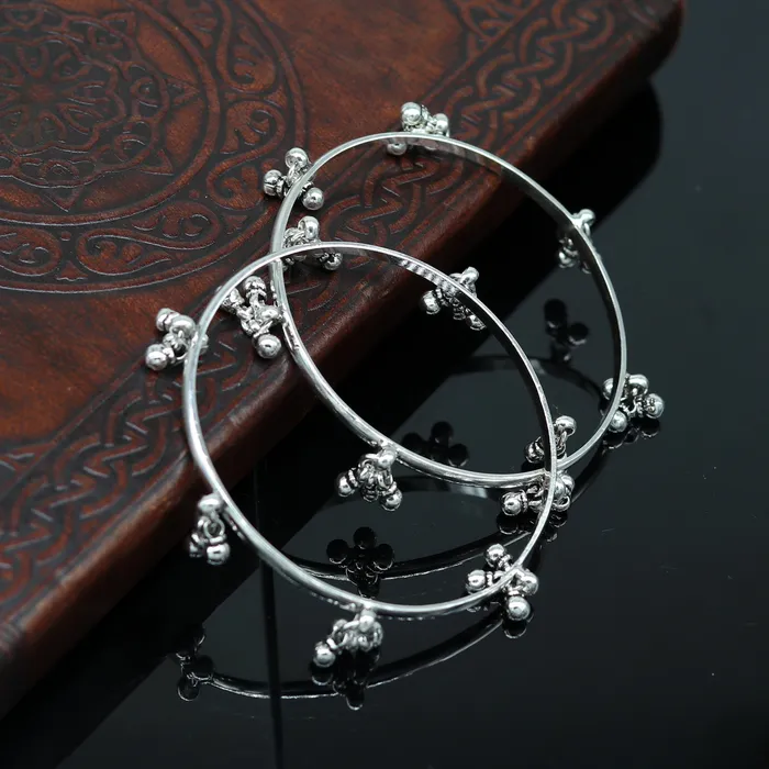 TRIBAL ORNAMENTS Bracelets 925 sterling silver handmade customized excellent hanging bells bridesmaid bangle bracelet kada wedding personalized gifting jewelry ba91 TRIBAL ORNAMENTS Bracelets 925 sterling silver handmade customized excellent hanging bells bridesmaid bangle bracelet kada wedding personalized gifting jewelry ba91