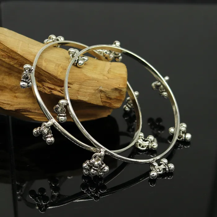 TRIBAL ORNAMENTS Bracelets 925 sterling silver handmade customized excellent hanging bells bridesmaid bangle bracelet kada wedding personalized gifting jewelry ba91 TRIBAL ORNAMENTS Bracelets 925 sterling silver handmade customized excellent hanging bells bridesmaid bangle bracelet kada wedding personalized gifting jewelry ba91