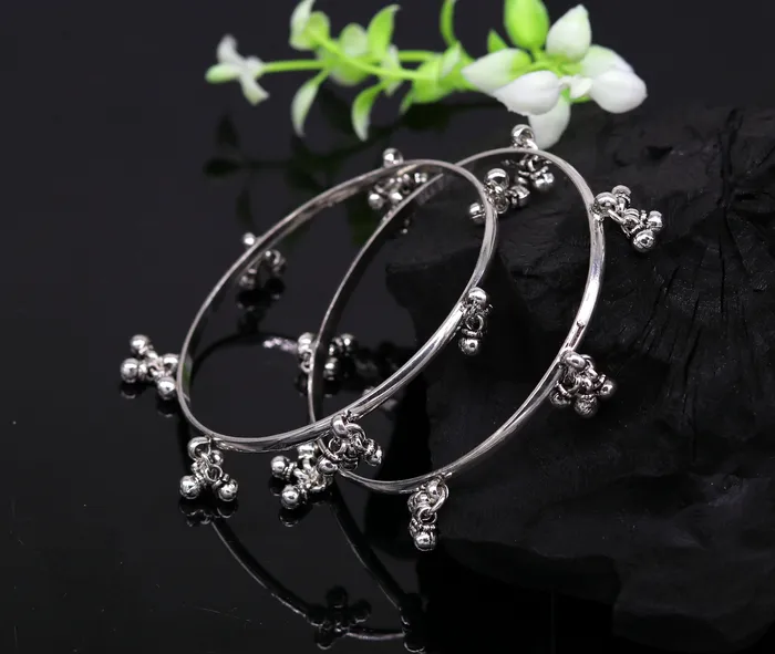 TRIBAL ORNAMENTS Bracelets 925 sterling silver handmade customized excellent hanging bells bridesmaid bangle bracelet kada wedding personalized gifting jewelry ba91 TRIBAL ORNAMENTS Bracelets 925 sterling silver handmade customized excellent hanging bells bridesmaid bangle bracelet kada wedding personalized gifting jewelry ba91