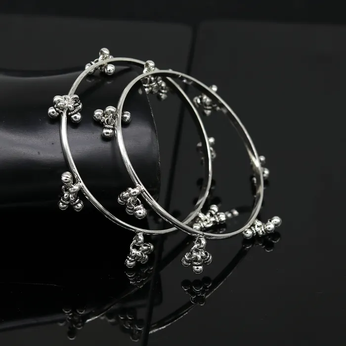 TRIBAL ORNAMENTS Bracelets 925 sterling silver handmade customized excellent hanging bells bridesmaid bangle bracelet kada wedding personalized gifting jewelry ba91 TRIBAL ORNAMENTS Bracelets 925 sterling silver handmade customized excellent hanging bells bridesmaid bangle bracelet kada wedding personalized gifting jewelry ba91