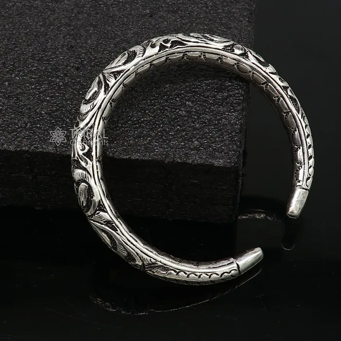 TRIBAL ORNAMENTS Bracelets 925 Sterling silver handmade fabulous chitai work customized bangle bracelet kada with pearl unisex personalized tribal jewelry nsk718