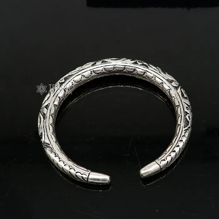 TRIBAL ORNAMENTS Bracelets 925 Sterling silver handmade fabulous chitai work customized bangle bracelet kada with pearl unisex personalized tribal jewelry nsk718