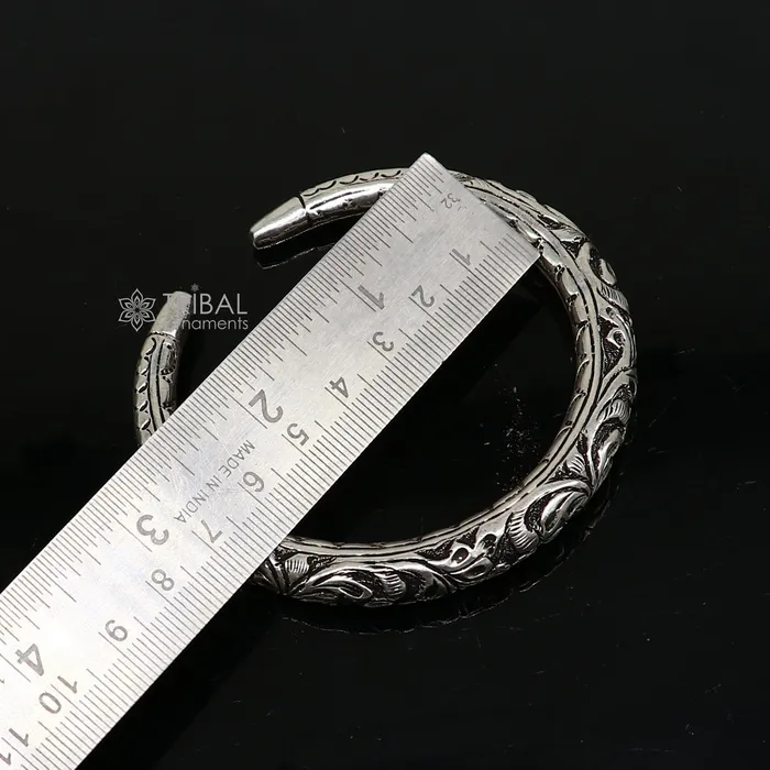TRIBAL ORNAMENTS Bracelets 925 Sterling silver handmade fabulous chitai work customized bangle bracelet kada with pearl unisex personalized tribal jewelry nsk718