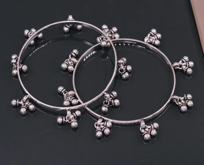 TRIBAL ORNAMENTS Bracelets 925 sterling silver handmade fabulous design charm bangle bracelet excellent gift for her tribal belly dance customized jewelry ba84