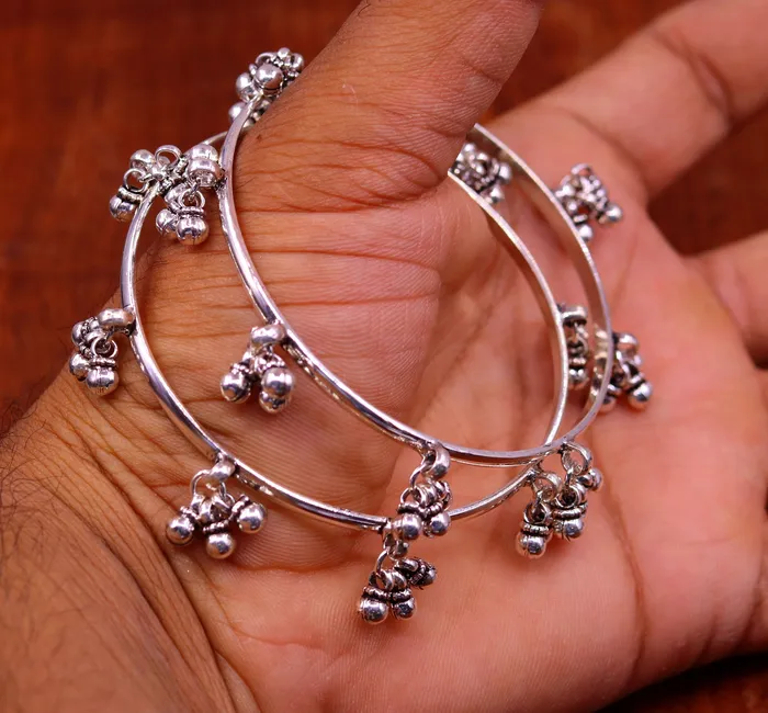 TRIBAL ORNAMENTS Bracelets 925 sterling silver handmade fabulous design charm bangle bracelet excellent gift for her tribal belly dance customized jewelry ba84