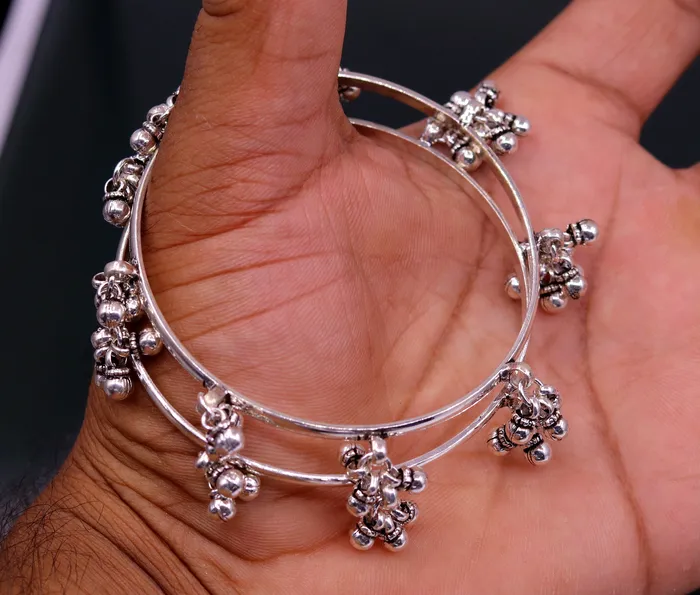 TRIBAL ORNAMENTS Bracelets 925 sterling silver handmade fabulous design charm bangle bracelet excellent gift for her tribal belly dance customized jewelry ba84