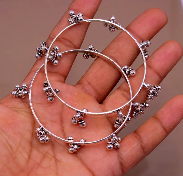 TRIBAL ORNAMENTS Bracelets 925 sterling silver handmade fabulous design charm bangle bracelet excellent gift for her tribal belly dance customized jewelry ba84