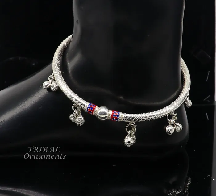 TRIBAL ORNAMENTS Bracelets 925 Sterling silver Handmade indian traditional womens charming noisy jingling bells foot kada ankle kada bracelet tribal jewelry nsfk88
