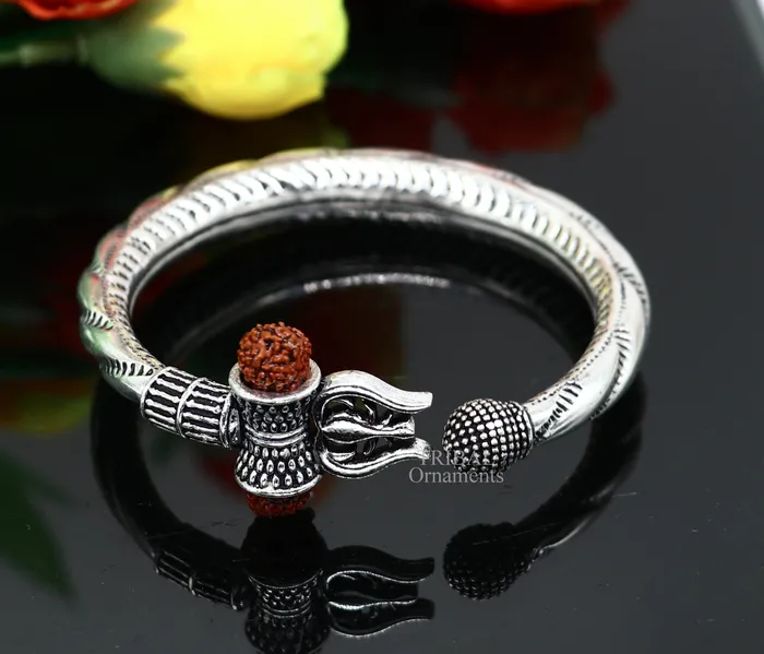 TRIBAL ORNAMENTS Bracelets 925 sterling silver handmade lord shiva Babubali kada bangle bracelet best Shiva trident Trishul kada mens gifting jewelry RNSK473 TRIBAL ORNAMENTS Bracelets 925 sterling silver handmade lord shiva Babubali kada bangle bracelet best Shiva trident Trishul kada mens gifting jewelry RNSK473