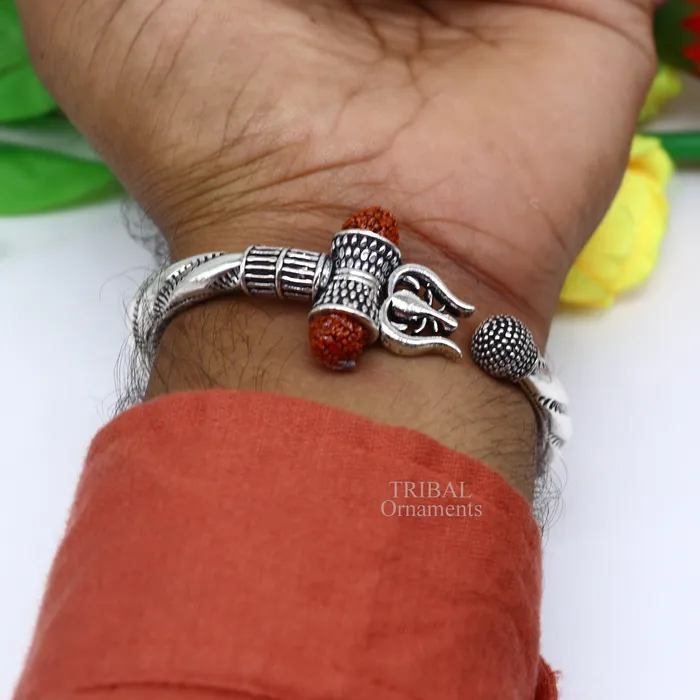 TRIBAL ORNAMENTS Bracelets 925 sterling silver handmade lord shiva Babubali kada bangle bracelet best Shiva trident Trishul kada mens gifting jewelry RNSK473 TRIBAL ORNAMENTS Bracelets 925 sterling silver handmade lord shiva Babubali kada bangle bracelet best Shiva trident Trishul kada mens gifting jewelry RNSK473