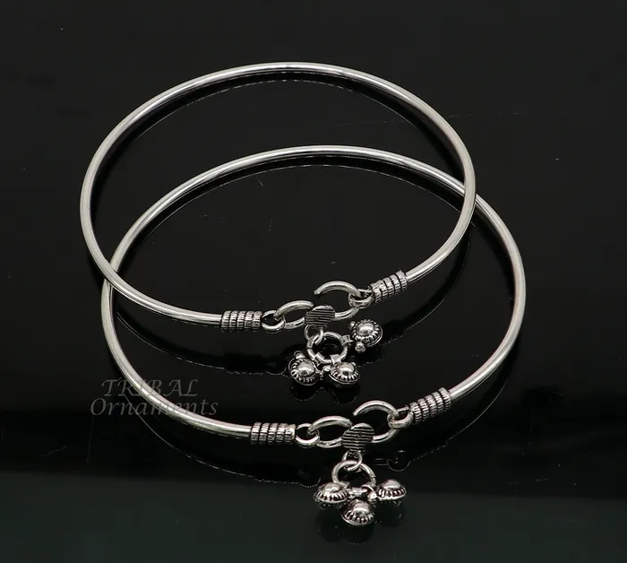 TRIBAL ORNAMENTS Bracelets 925 sterling silver handmade plain bright design gorgeous customized foot bracelet anklet kada belly dance jewelry nsfk93