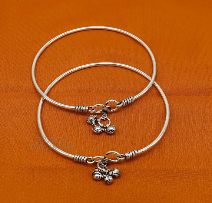 TRIBAL ORNAMENTS Bracelets 925 sterling silver handmade plain bright design gorgeous customized foot bracelet anklet kada belly dance jewelry nsfk93