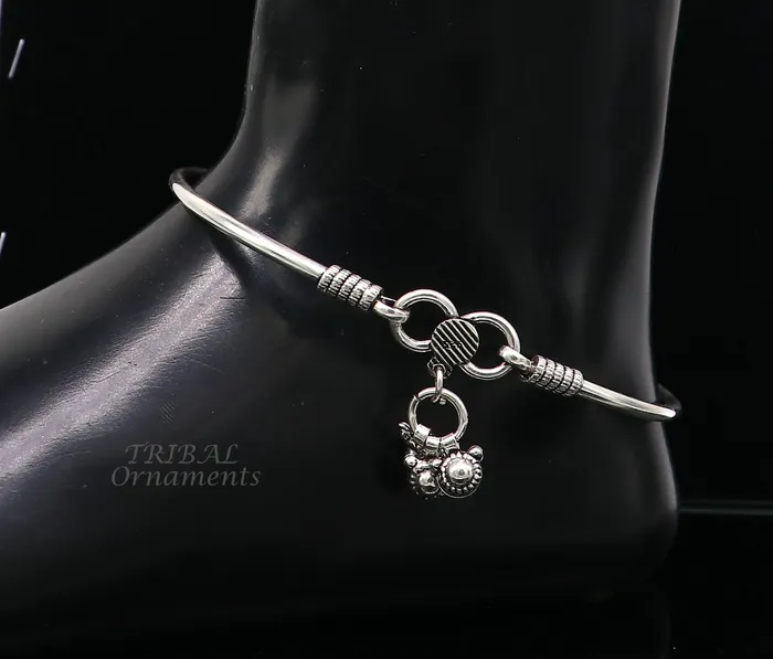 TRIBAL ORNAMENTS Bracelets 925 sterling silver handmade plain bright design gorgeous customized foot bracelet anklet kada belly dance jewelry nsfk93