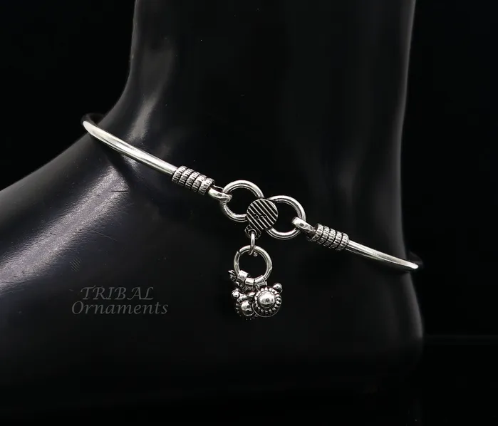 TRIBAL ORNAMENTS Bracelets 925 sterling silver handmade plain bright design gorgeous customized foot bracelet anklet kada belly dance jewelry nsfk93