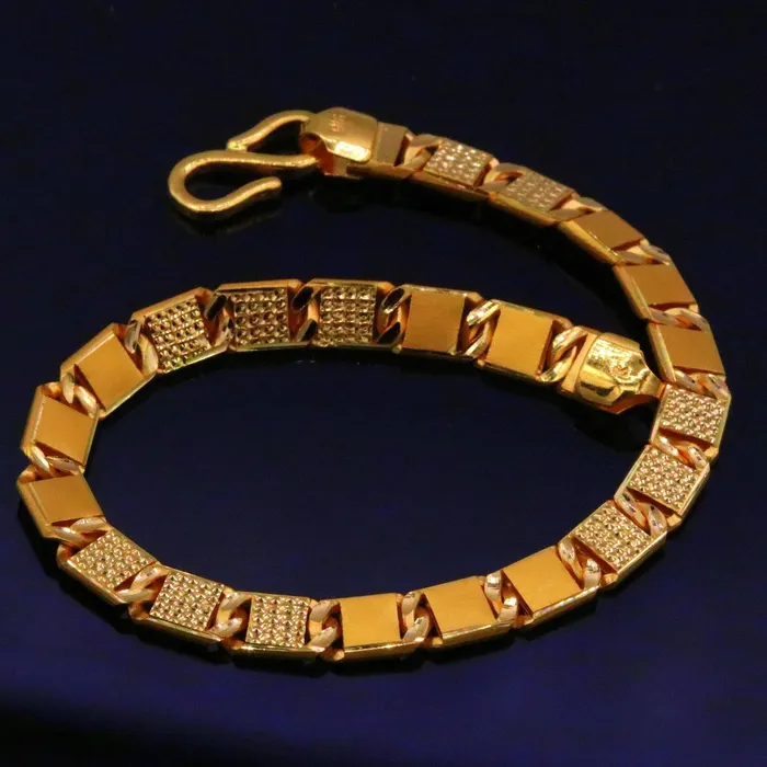 TRIBAL ORNAMENTS Certified genuine 22kt yellow gold handmade solid bar Royal nawabi Chain or Bracelet fabulous diamond cut design mens jewelry br26 Bracelets TRIBAL ORNAMENTS Certified genuine 22kt yellow gold handmade solid bar Royal nawabi Chain or Bracelet fabulous diamond cut design mens jewelry br26 Bracelets