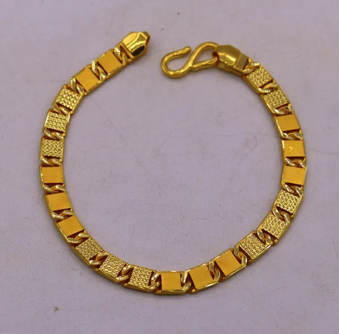 TRIBAL ORNAMENTS Certified genuine 22kt yellow gold handmade solid bar Royal nawabi Chain or Bracelet fabulous diamond cut design mens jewelry br26 Bracelets
