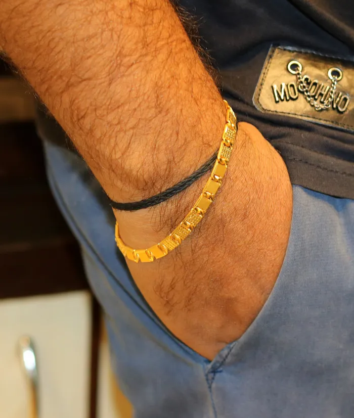TRIBAL ORNAMENTS Certified genuine 22kt yellow gold handmade solid bar Royal nawabi Chain or Bracelet fabulous diamond cut design mens jewelry br26 Bracelets