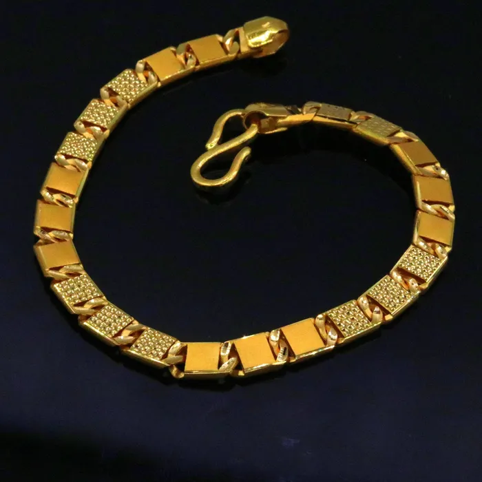 TRIBAL ORNAMENTS Certified genuine 22kt yellow gold handmade solid bar Royal nawabi Chain or Bracelet fabulous diamond cut design mens jewelry br26 Bracelets