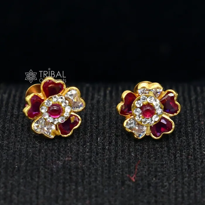TRIBAL ORNAMENTS Earrings 14kt yellow gold handmade fabulous orange Stone excellent vintage flower design stud earrings pair unisex jewelry er177 TRIBAL ORNAMENTS Earrings 14kt yellow gold handmade fabulous orange Stone excellent vintage flower design stud earrings pair unisex jewelry er177