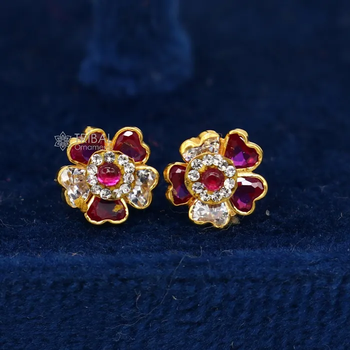 TRIBAL ORNAMENTS Earrings 14kt yellow gold handmade fabulous orange Stone excellent vintage flower design stud earrings pair unisex jewelry er177 TRIBAL ORNAMENTS Earrings 14kt yellow gold handmade fabulous orange Stone excellent vintage flower design stud earrings pair unisex jewelry er177