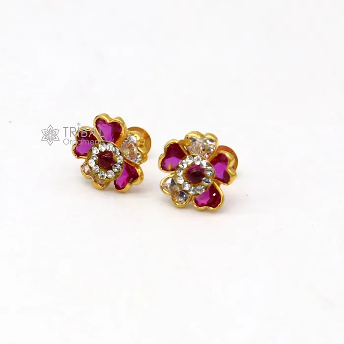 TRIBAL ORNAMENTS Earrings 14kt yellow gold handmade fabulous orange Stone excellent vintage flower design stud earrings pair unisex jewelry er177 TRIBAL ORNAMENTS Earrings 14kt yellow gold handmade fabulous orange Stone excellent vintage flower design stud earrings pair unisex jewelry er177