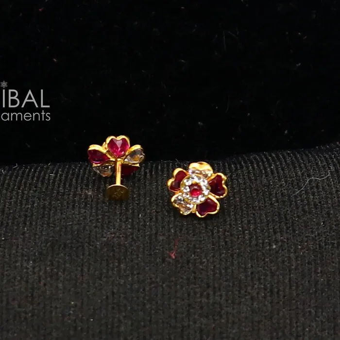 TRIBAL ORNAMENTS Earrings 14kt yellow gold handmade fabulous orange Stone excellent vintage flower design stud earrings pair unisex jewelry er177 TRIBAL ORNAMENTS Earrings 14kt yellow gold handmade fabulous orange Stone excellent vintage flower design stud earrings pair unisex jewelry er177