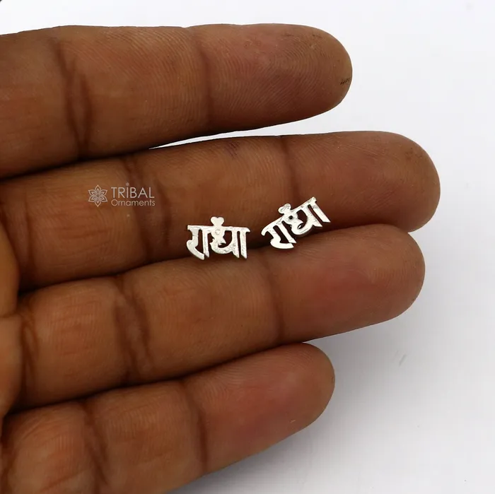 TRIBAL ORNAMENTS Earrings 925 Sterling silver handmade goddess Radhe stud earring solid silver unisex cultural divine jewelry s1309 TRIBAL ORNAMENTS Earrings 925 Sterling silver handmade goddess Radhe stud earring solid silver unisex cultural divine jewelry s1309