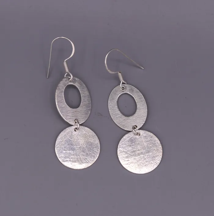 TRIBAL ORNAMENTS Earrings Handmade 925 solid sterling silver scratch link fancy hoops earrings tribal jewelry from Rajasthan india daily use jewelry s418