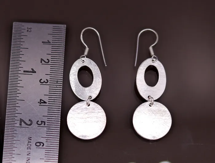 TRIBAL ORNAMENTS Earrings Handmade 925 solid sterling silver scratch link fancy hoops earrings tribal jewelry from Rajasthan india daily use jewelry s418
