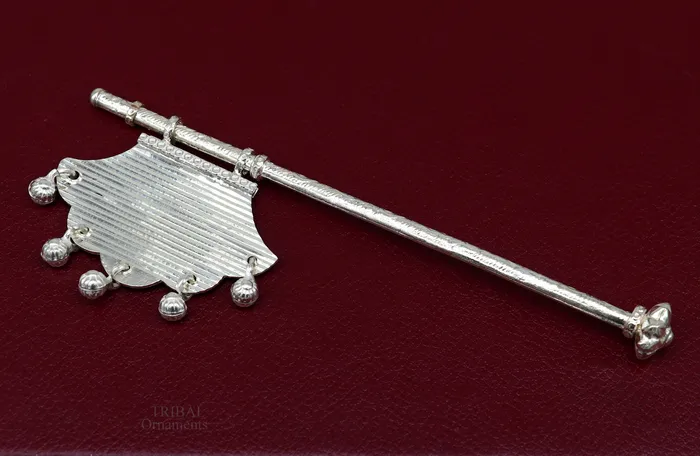 TRIBAL ORNAMENTS Earrings Solid silver pankhi vintage design small fan or pankhi for god puja best gifting to laddu gopala krishna silver hand driven fan su686