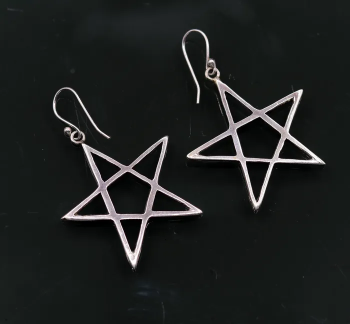 TRIBAL ORNAMENTS Earrings Vintage design handmade star shape 925 sterling silver gorgeous hoops bali Earring womens stylish modern jewelry s599