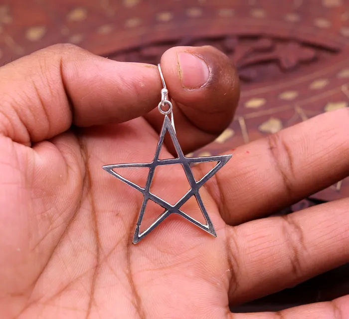 TRIBAL ORNAMENTS Earrings Vintage design handmade star shape 925 sterling silver gorgeous hoops bali Earring womens stylish modern jewelry s599