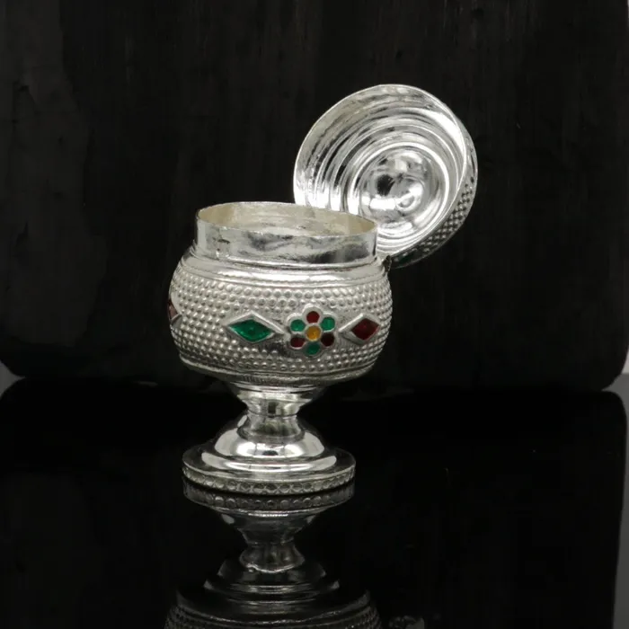 TRIBAL ORNAMENTS Exclusive gifting trinket box sindur kumkum box brides eye kajal box 925 sterling silver handmade gifting article silver jewelry stb123 Necklaces