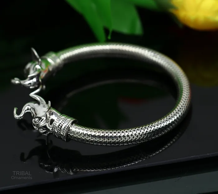 TRIBAL ORNAMENTS Indian ethnic style handmade 925 sterling silver bangle bracelet kada amazing stylish elephant face bangle gifting for unisex nsk404 Bracelets