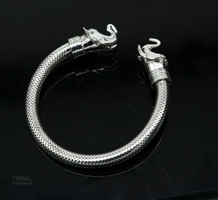 TRIBAL ORNAMENTS Indian ethnic style handmade 925 sterling silver bangle bracelet kada amazing stylish elephant face bangle gifting for unisex nsk404 Bracelets