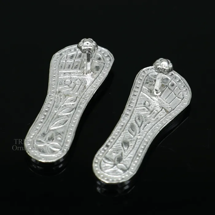 TRIBAL ORNAMENTS Necklaces 12 sterling silver handmade Charan paduka or slippers for idol Krishna laddu gopala little krishna or Vshnu Narayana puja art su694 TRIBAL ORNAMENTS Necklaces 12 sterling silver handmade Charan paduka or slippers for idol Krishna laddu gopala little krishna or Vshnu Narayana puja art su694