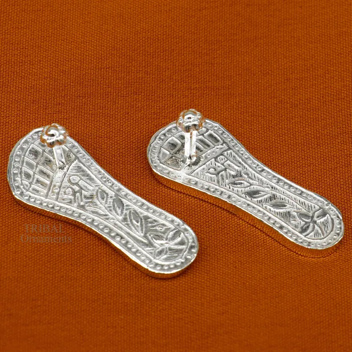 TRIBAL ORNAMENTS Necklaces 12 sterling silver handmade Charan paduka or slippers for idol Krishna laddu gopala little krishna or Vshnu Narayana puja art su694