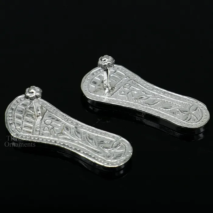 TRIBAL ORNAMENTS Necklaces 12 sterling silver handmade Charan paduka or slippers for idol Krishna laddu gopala little krishna or Vshnu Narayana puja art su694